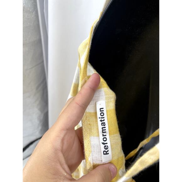 Reformation 10 Nia linen yellow gingham midi dress - Picture 10 of 10